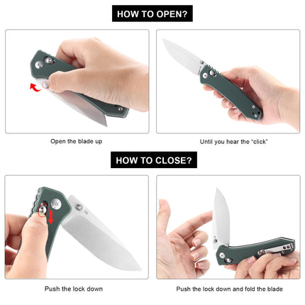 Pocket Folding EDC Knife 3.14 D2 Steel Satin Sharp Blade, G10 Scales, Crossbar Axis Lock