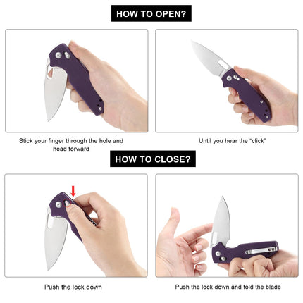 Folding Pocket Knife with Reversible Clip: 3.14" D2 Steel Black Drop Point Blade, Crossbar Axis Lock, G10 Handle Scales
