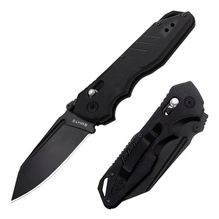 Pocket Folding Knife: 3.93" Stainless Steel All Black Blade, EMH01N
