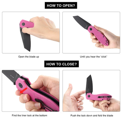 Reverse Tanto Pocket Folding Knife - 3.14 D2 Steel Blade, EDC Tactical Camping Knives, E034