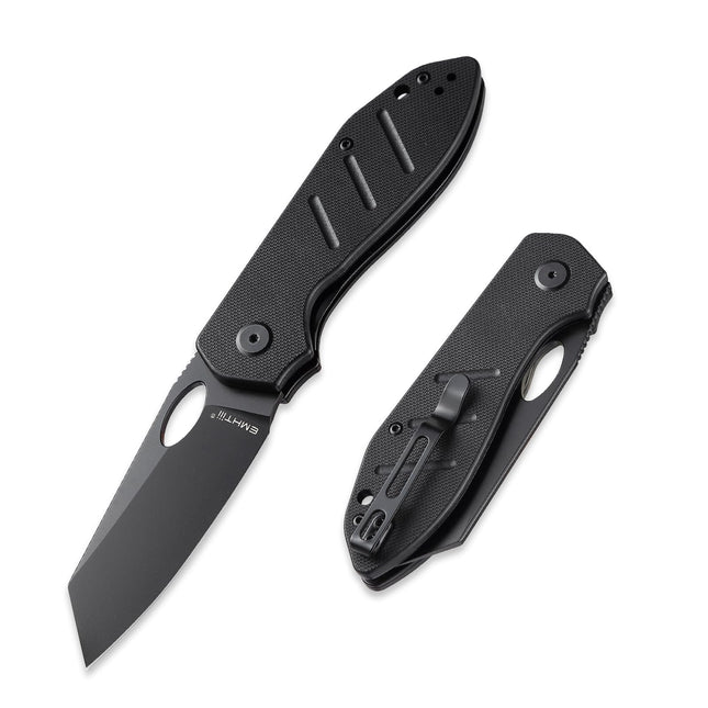Reverse Tanto Pocket Folding Knife: D2 Steel Black Blade, EDC Tactical Camping Knives, E034