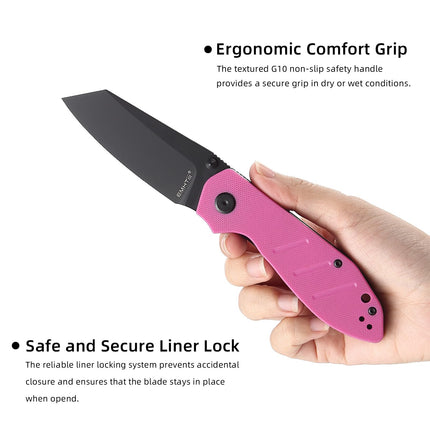 Reverse Tanto Pocket Folding Knife - 3.14 D2 Steel Blade, EDC Tactical Camping Knives, E034