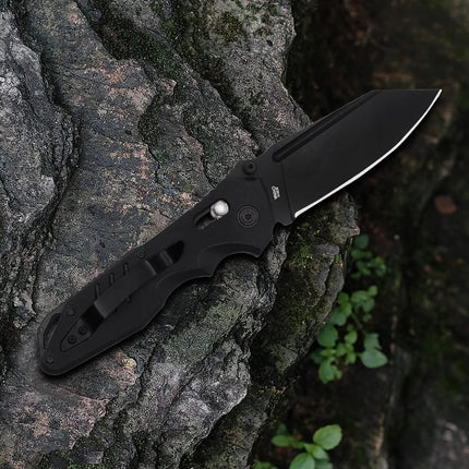 Pocket Folding Knife: 3.93" Stainless Steel All Black Blade, EMH01N