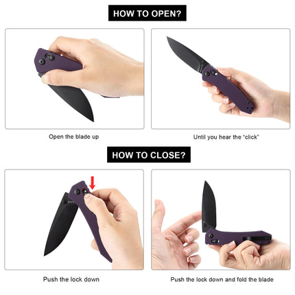D2 Steel Folding Pocket Knife with Reversible Clip 3.14 Black Drop Point Blade, Crossbar Axis Lock, G10 Handle Scales