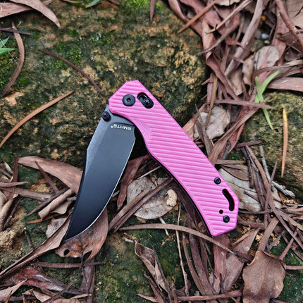 Folding Pocket Knife with Reversible Clip: D2 Steel Black Clip Point Blade,Thumb Stud, G10 Handle Scales E033