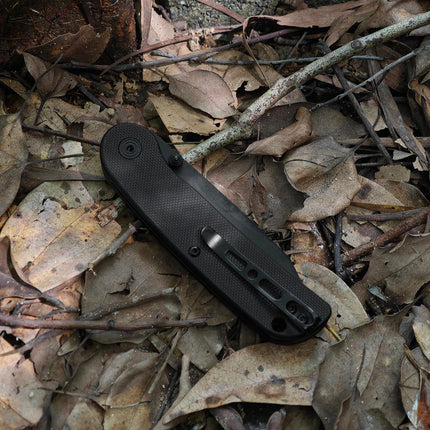 EDC Small Pocket Knife - 2.95" D2 Steel Black Reverse Tanto Blade, G10 Handle with Clip, Liner Lock, E035