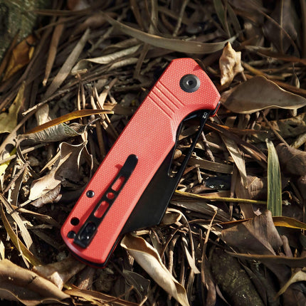 D2 Steel Pocket Folding Knife Cleaver - 3.54" Black Blade Liner Lock G10 Handle with Reversible Clip