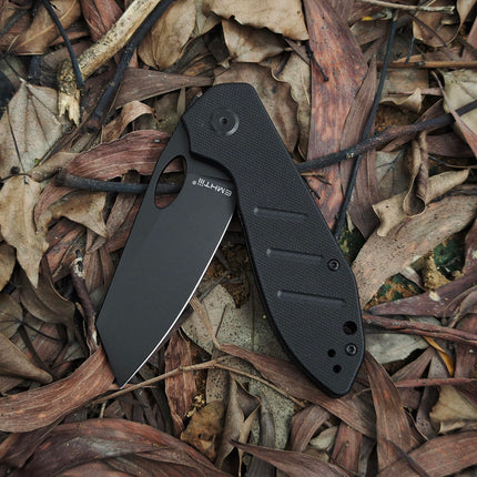 Reverse Tanto Pocket Folding Knife: D2 Steel Black Blade, EDC Tactical Camping Knives, E034