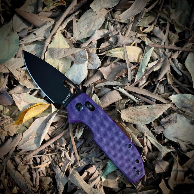 Folding Pocket Knife with Reversible Clip: 3.14" D2 Steel Black Drop Point Blade, Crossbar Axis Lock, G10 Handle Scales