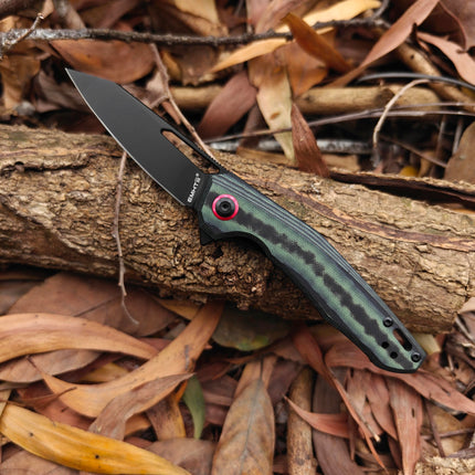 Premium EDC Folding Pocket Knife - D2 Steel Blade with Reverse Tanto Design G10 Handle and Deep Clip, E031