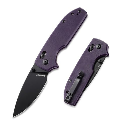 Folding Pocket Knife with Reversible Clip: 3.14" D2 Steel Black Drop Point Blade, Crossbar Axis Lock, G10 Handle Scales