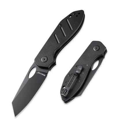 Reverse Tanto Pocket Folding Knife: D2 Steel Black Blade, EDC Tactical Camping Knives, E034