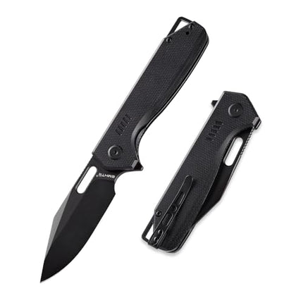 Clip Point Folding Pocket Knife - D2 Steel Black Blade, G10 Tactical Handle, Liner Lock & Deep Carry Clip E032