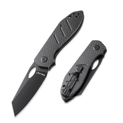 Reverse Tanto Pocket Folding Knife: D2 Steel Black Blade, EDC Tactical Camping Knives, E034