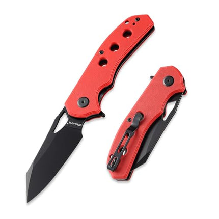 D2 Steel Pocket Folding Knife, 3.14" Black Blade, G10 Handle with Liner Lock, Thumb Hole, E028