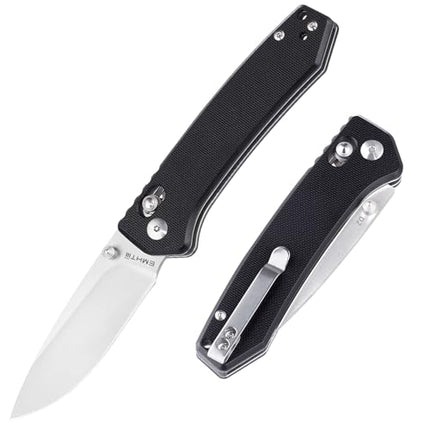 Pocket Folding EDC Knife 3.14 D2 Steel Satin Sharp Blade, G10 Scales, Crossbar Axis Lock