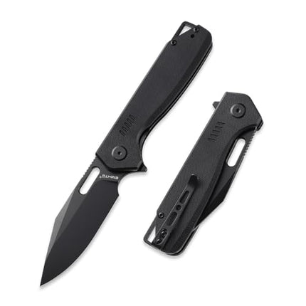 Clip Point Folding Pocket Knife - D2 Steel Black Blade, G10 Tactical Handle, Liner Lock & Deep Carry Clip E032