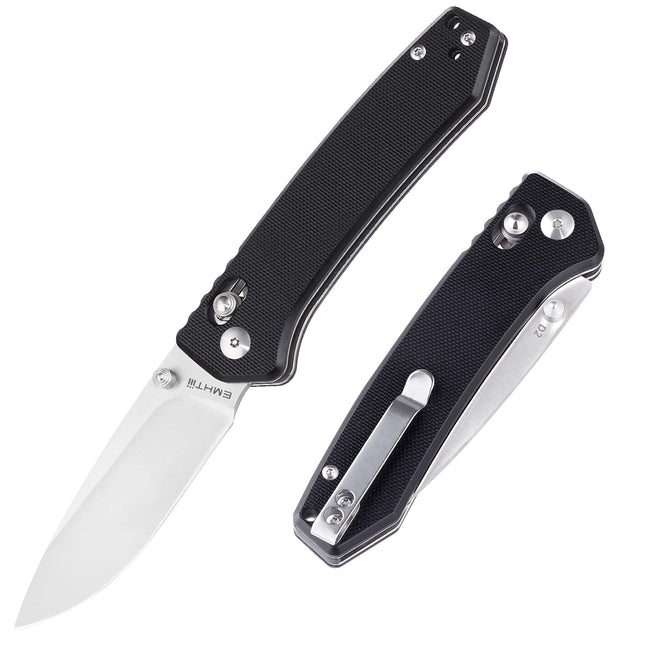 Pocket Folding EDC Knife 3.14 D2 Steel Satin Sharp Blade, G10 Scales, Crossbar Axis Lock