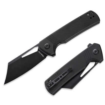 D2 Steel Pocket Folding Knife Cleaver - 3.54" Black Blade Liner Lock G10 Handle with Reversible Clip