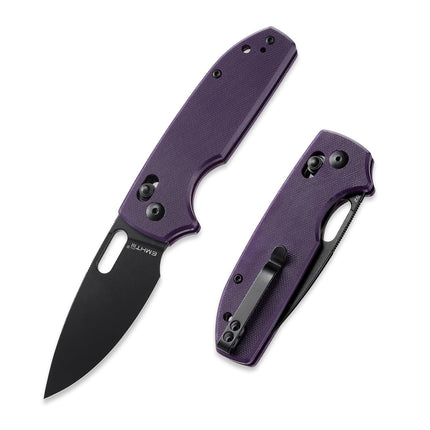 Folding Pocket Knife with Reversible Clip: 3.14" D2 Steel Black Drop Point Blade, Crossbar Axis Lock, G10 Handle Scales