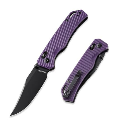 Folding Pocket Knife with Reversible Clip: D2 Steel Black Clip Point Blade,Thumb Stud, G10 Handle Scales E033