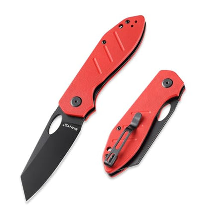Reverse Tanto Pocket Folding Knife: D2 Steel Black Blade, EDC Tactical Camping Knives, E034